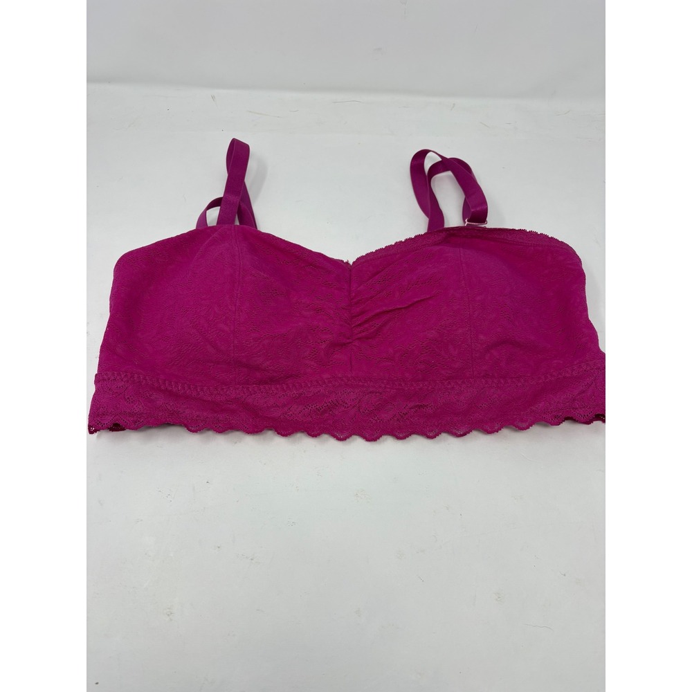 Torrid Curve Magenta Pink Lace Bandeau Bralette Size 0 Large 12 Wireless Strappy